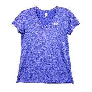 Under Armour Tee Shirt Medium Purple/ White Heathered V Neck Compression